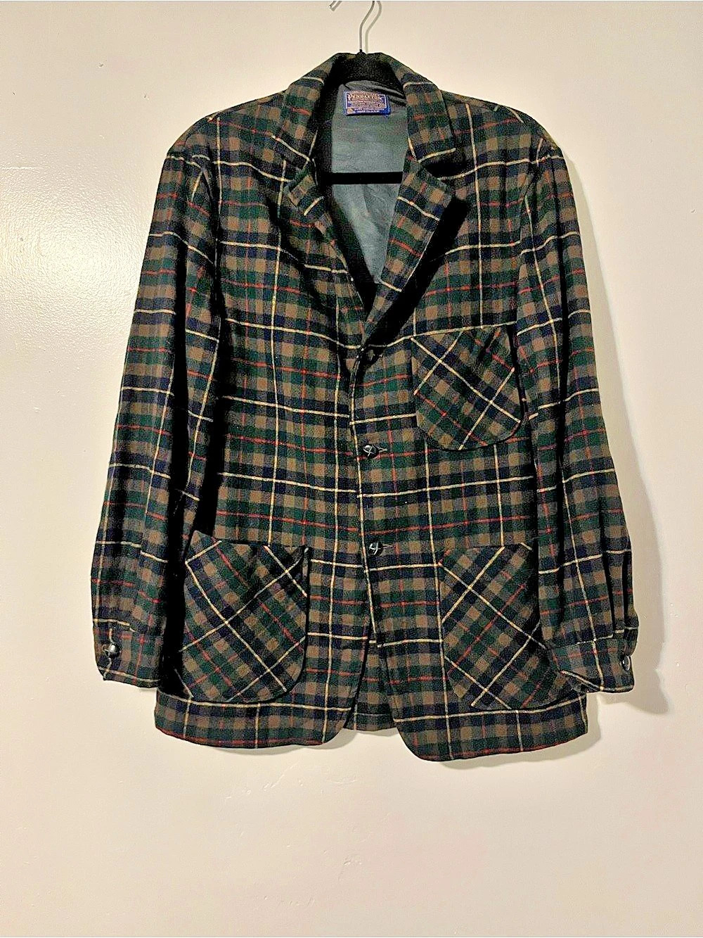 VTG Pendleton Plaid Wool Shacket Blazer in Black & Green